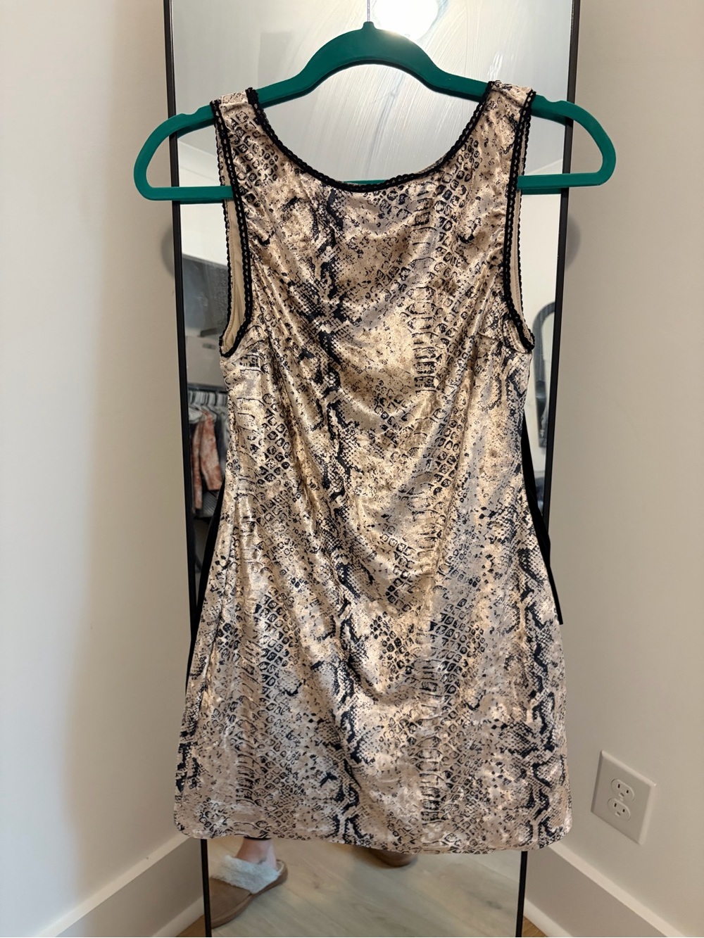 Le Lis Snake-Print Mini Dress in Beige and Black